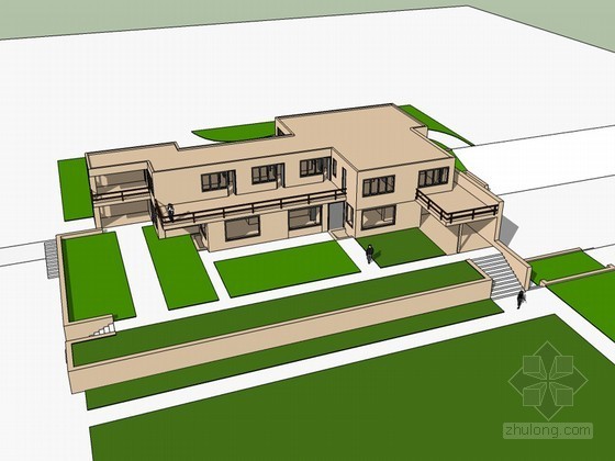 中式木花格3d模型资料下载-朗格住宅SketchUp模型下载