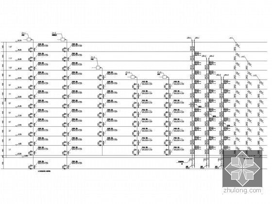 [安徽]高层办公楼空调全系统设计施工图（地源热泵 带外网设计）-空调水管防排烟系统图