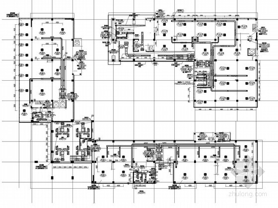 [江苏]小高层办公楼空调通风排烟系统设计施工图（风冷变制冷剂多联空调系统）-空调通风防排烟平面图 