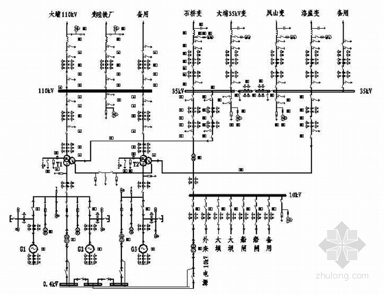 水电站10kv一次接线图资料下载-广西某水电站电气主接线图