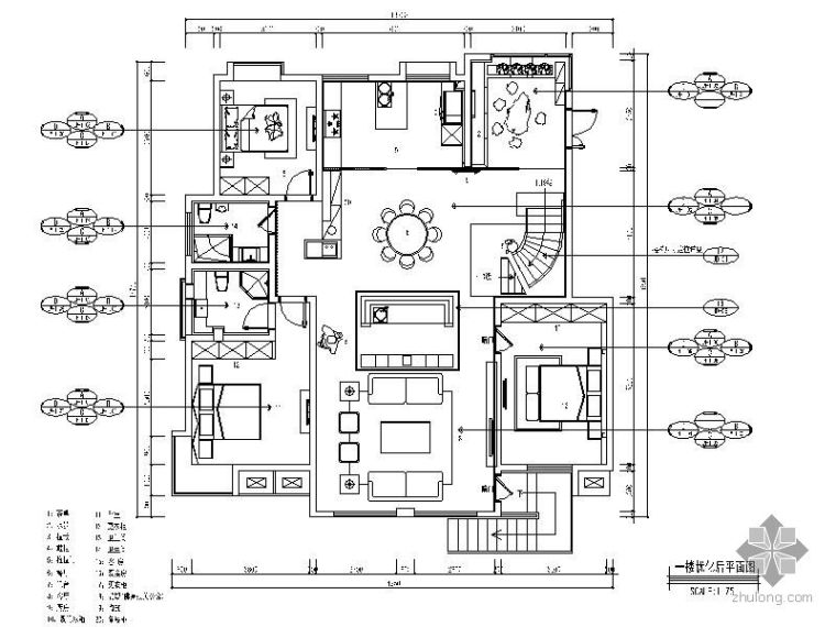 别墅装饰设计含效果图资料下载-[北京]某别墅施工设计图(含效果图)
