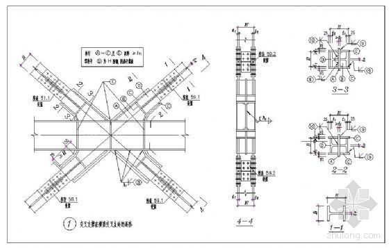 横梁支撑设计资料下载-交叉支撑在横梁交叉点处的连接
