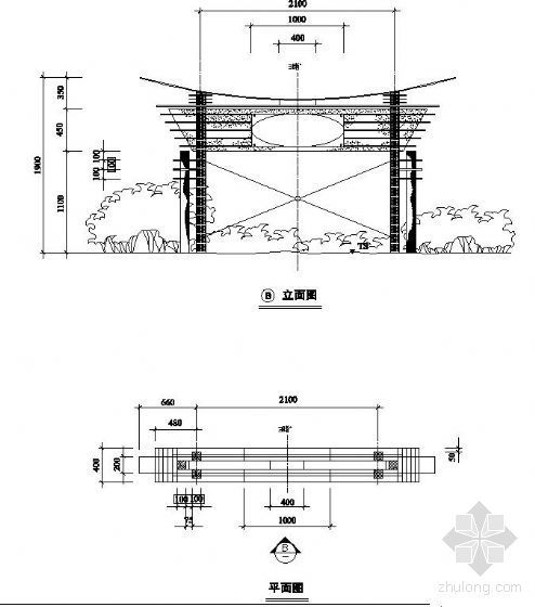 大门门楼施工图资料下载-小区大门设计