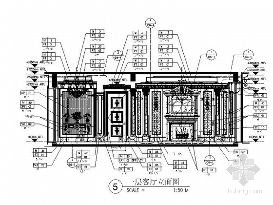 [温州]两层别墅欧式风格室内设计施工图（含效果图） 立面图 