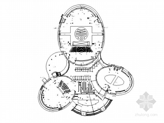 [河南]四层花瓣状市级戏剧大剧院建筑施工图-四层花瓣状市级戏剧大剧院建筑首层平面图 