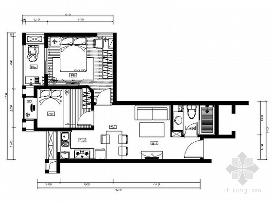 两室两厅设计说明资料下载-[福州]现代风格两居室样板房设计装修图（含效果）