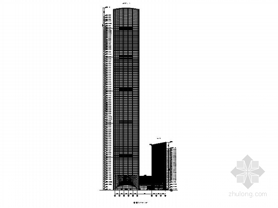 [深圳]某98层商业综合体建筑施工图（439米）-南立面图