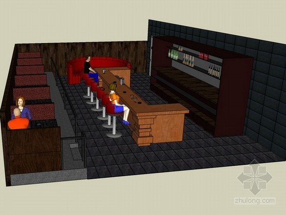 现代休闲餐厅设计资料下载-休闲酒吧餐厅sketchup模型下载