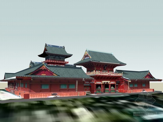 中式古典建筑效果图资料下载-古典建筑院落SketchUp模型下载