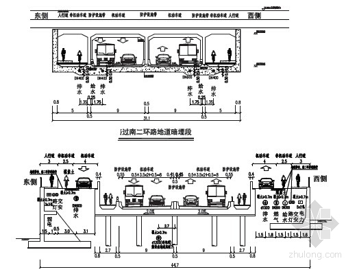 [湖南]市政道路排水工程设计图纸33张（含管道 管线综合 地道消防）-管线综合横断面设计图 