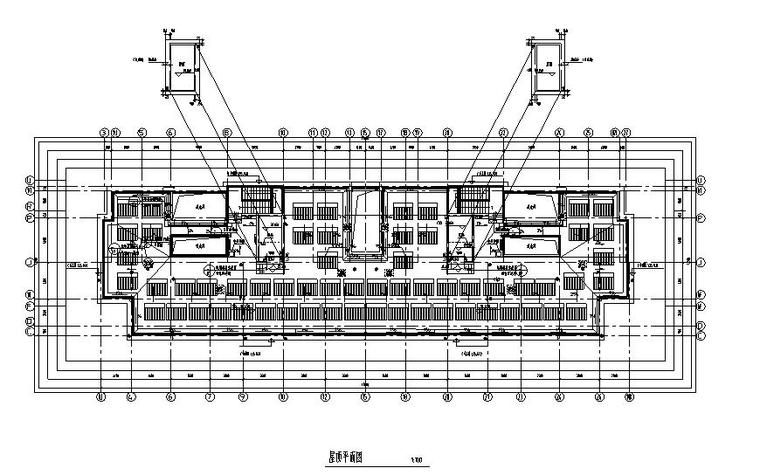 [广东]锦园华庭高层居住小区住宅楼及节点大样施工图（CAD）-屋顶平面图