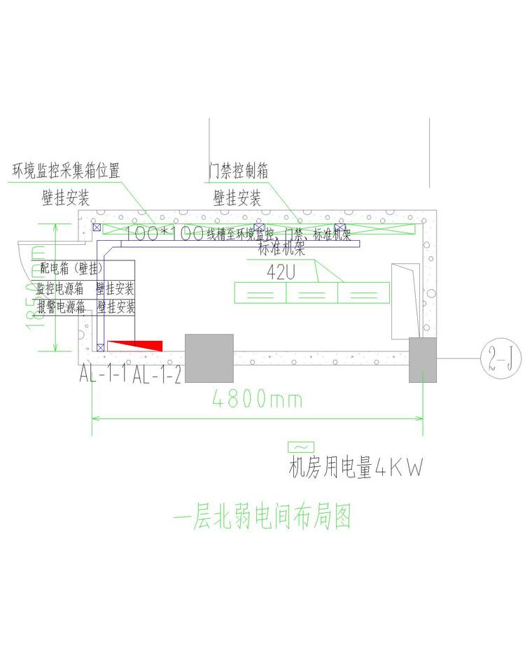 [智能化]某数据中心弱电套图-一层北弱电间布局图