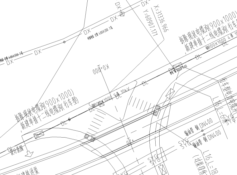 新建道路及配套工程预算实例（包含全套图纸）-管沟平面图