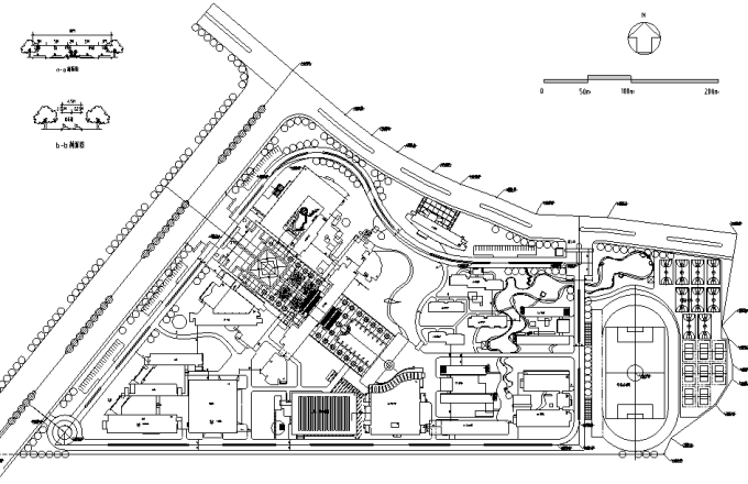 [合集]校园绿地景观规划设计CAD平面图41套-技工大学技工规划平面图