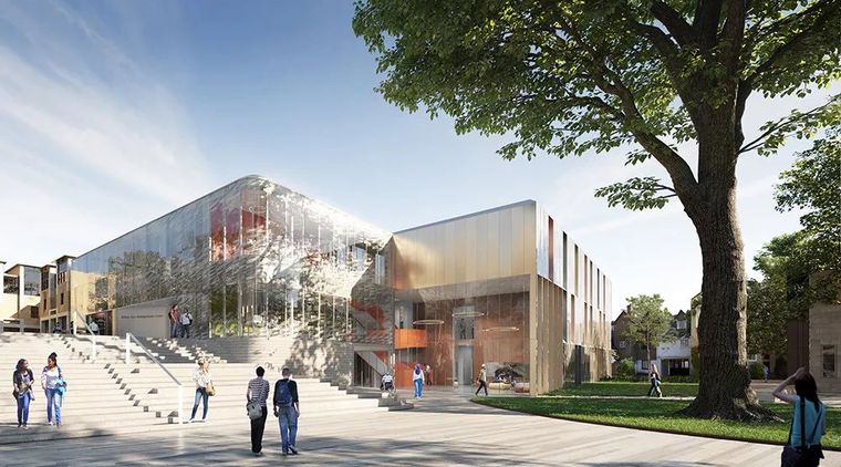 大学活动中心竞赛方案资料下载-AL_A公布牛津大学扩建方案，透明蚀刻立面成为校园新焦点