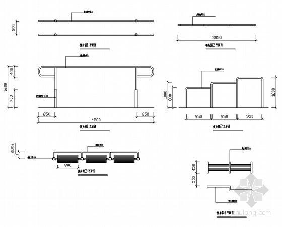 室外健身器材CAD模型资料下载-七种健身器材节点大样图