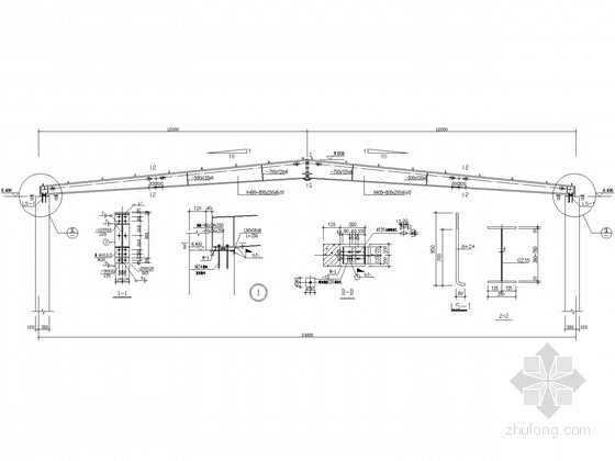 24米厂房施工图资料下载-24米跨混凝土柱门式刚架厂房结构施工图