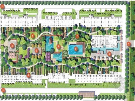 著名小区设计分析图资料下载-[杭州]下沙现代CBD居住区景观概念设计方案（著名公司）