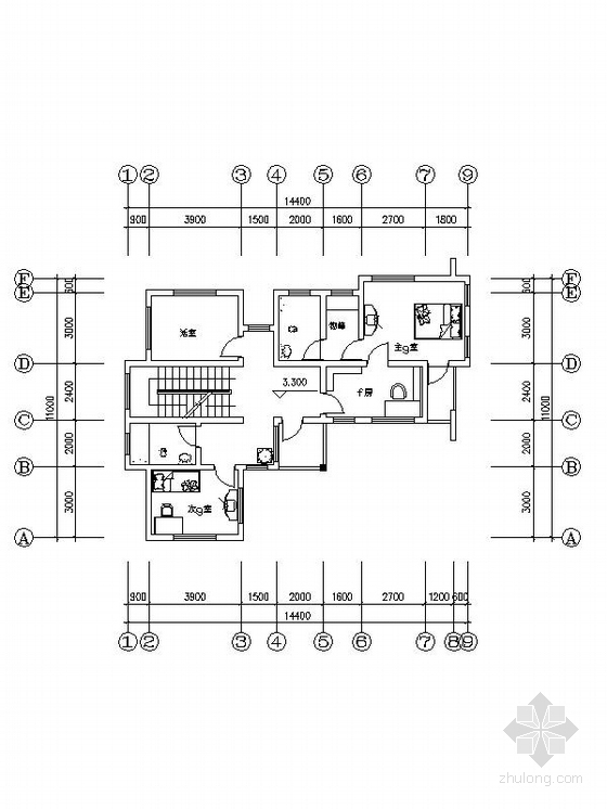 [新农村]3层现代风格家庭独栋别墅设计施工图（含效果图）-3层现代风格家庭独栋别墅平面图
