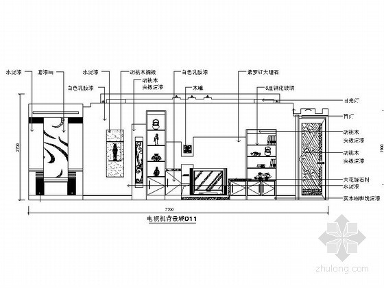 现代时尚电视背景墙CAD立面图块下载立面图 