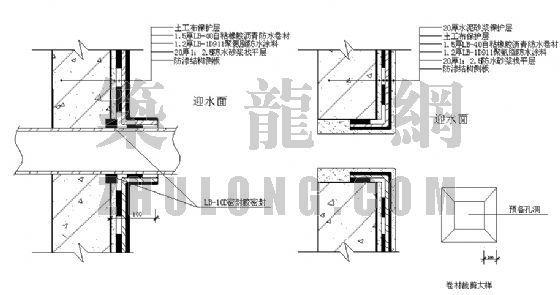 热力管道固定支墩大样图资料下载-侧壁预留孔洞及管道位置防水大样图