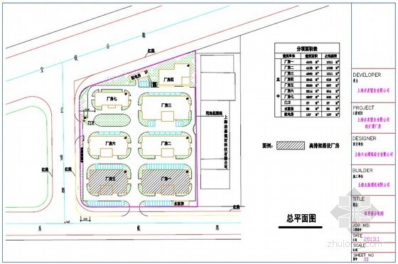 [上海]框架结构工厂高排架论证方案（后附平面图）-总平面示意图 