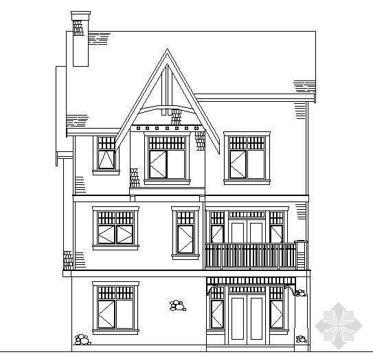 轻钢别墅建筑方案图资料下载-某轻钢结构三层别墅建筑方案图（英文版）