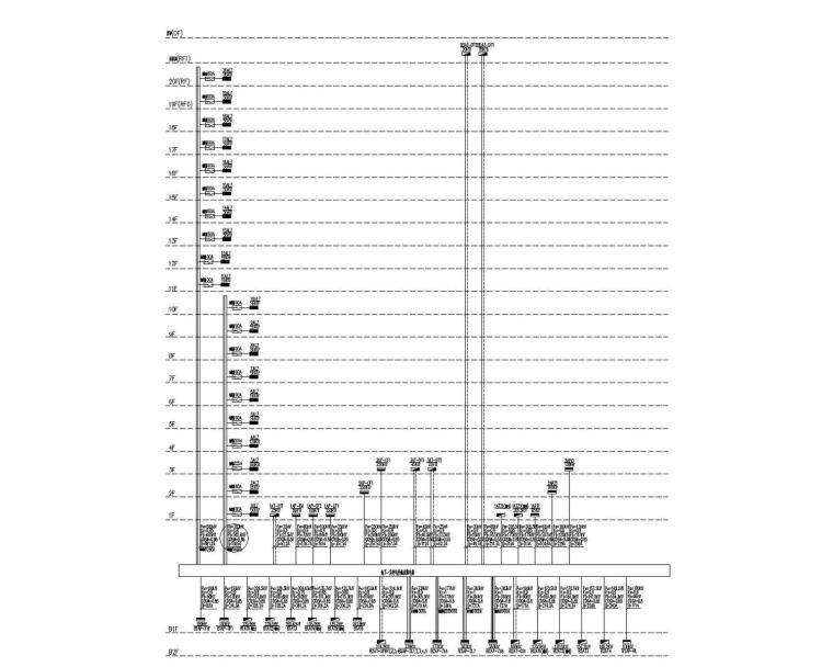 [内蒙古]财富广场5星级高层酒店电气全套施工图（知名大院设计）-竖向干线系统图