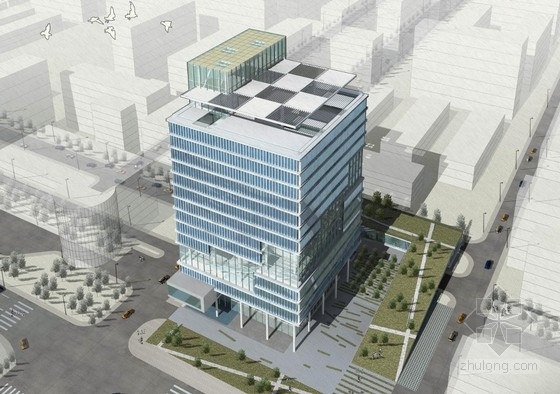 塔楼办公楼CAD图纸资料下载-[广东]现代风格高层玻璃幕墙企业办公楼设计方案文本（含CAD）