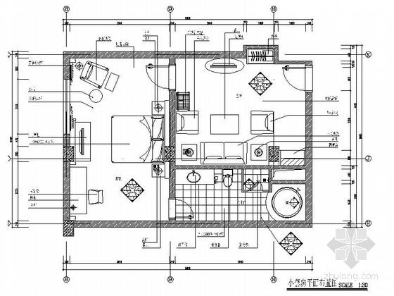 四星酒店建筑设计规范资料下载-[广东]某四星酒店小套房施工图