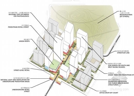 [湖北]商务办公区规划及单体设计方案文本（美国知名建筑设计事务所）-办公区规划分析图
