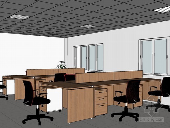 室内办公室模型下载资料下载-办公室室内场景sketchup模型下载