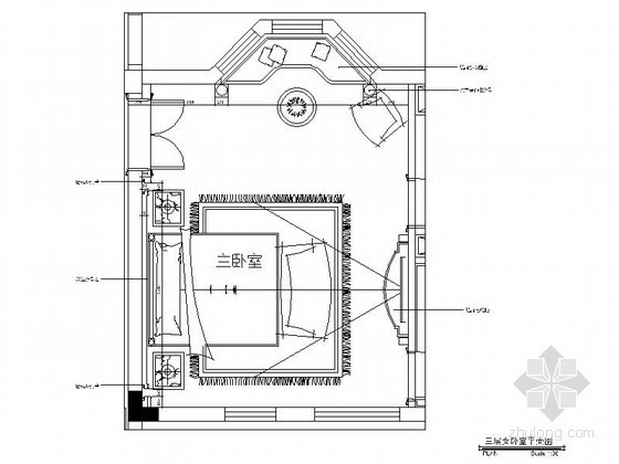 室内设计装修图纸及效果图资料下载-豪华欧式别墅卧室室内设计装修图（含效果）