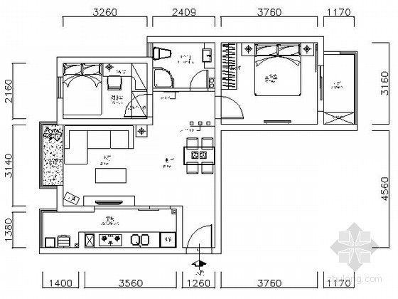 70平米小户型住宅资料下载-[南京]65平米两居小户型装修图（含效果）