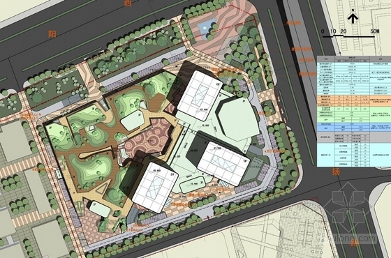 [江苏]绿色生态型高层城市综合体建筑设计方案文本（城市绿巢）-绿色生态型高层城市综合总平面图