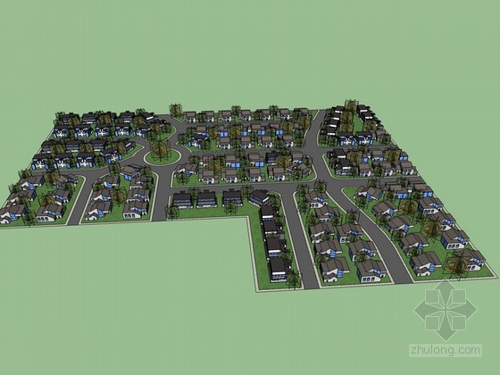 村落建筑SketchUp模型下载-村落建筑 