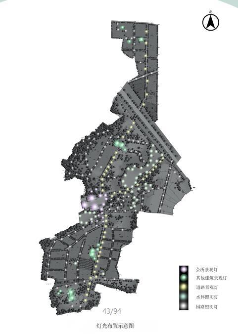 [江苏]龙润山庄茶场改造生态园景观规划设计（道教圣地－茅山）-龙润山庄茶场改造生态园景观规划（道教圣地－茅山）-灯光布置示意