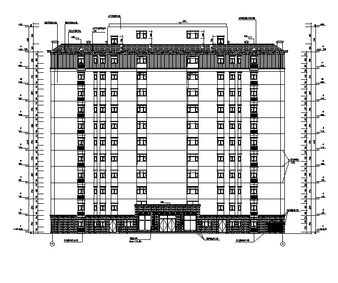 [深圳]高层倾斜地面住宅及配套公建建筑施工图（含多栋及地下室）-高层倾斜地面住宅及配套公建建筑立面图