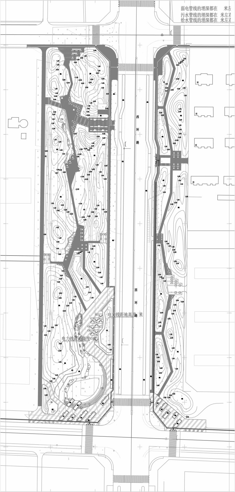 [内蒙古]二连浩特市西环道路景观工程施工图-总平面图