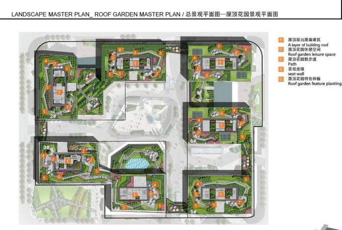 [上海]万科可持续景观商务区规划方案设计-知名地产虹桥商务区景观屋顶花园平面图