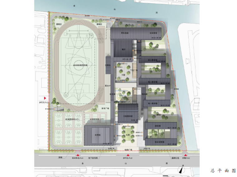 [江苏]苏州实验中学建筑设计方案文本-总平面图