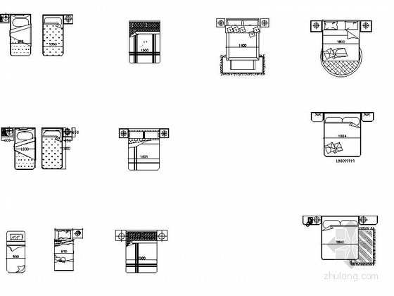 现代风格床CAD图块下载 