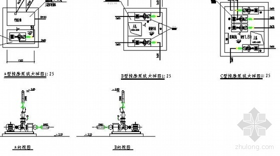 水景泵坑水景资料下载-按摩泵坑大样图、按摩水泵图