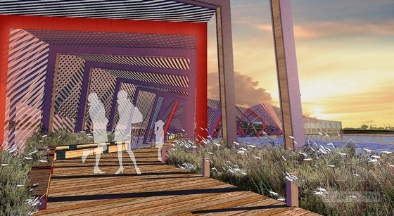 [江苏]综合性滨湖带状湿地公园景观设计方案-特色构筑物-虾笼效果图