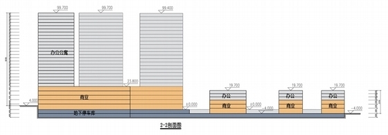 [云南]高层生态城市综合体建筑设计方案文本-高层生态城市综合体建筑设计剖面图