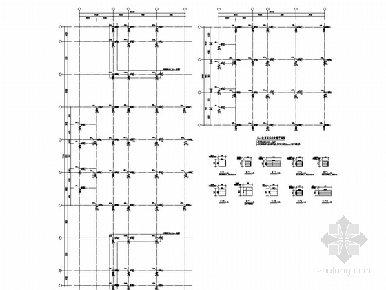 [浙江]五层框架结构坡屋面小学结构施工图（含计算书）-三~坡屋面层柱配筋图