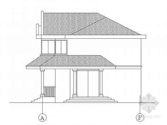 [新农村]2层乡村别墅建筑施工图（含效果图）-2层乡村别墅建筑立面图