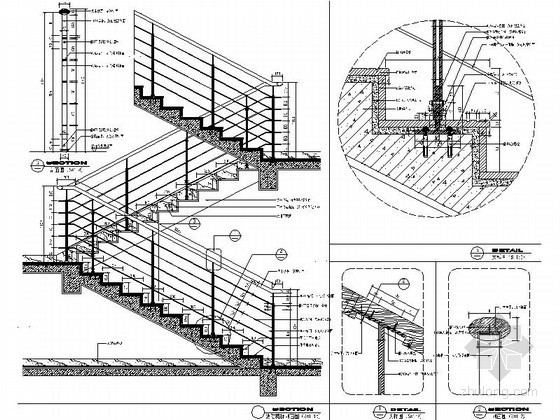 别墅室外楼梯扶手资料下载-扁钢实木楼梯扶手详图