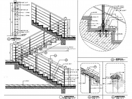 欧式实木扶手cad图资料下载-扁钢实木楼梯扶手详图