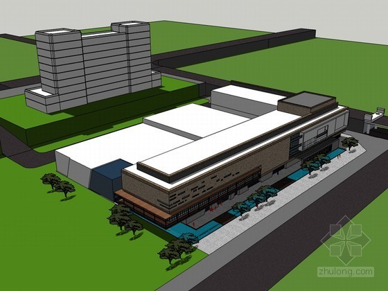 深圳市文化馆新馆中标方案资料下载-现代文化馆SketchUp模型下载